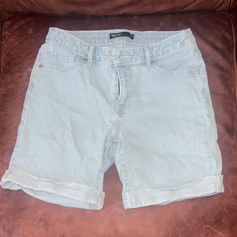Simply Vera Vera Wang Light Blue Pinstriped Denim Shorts